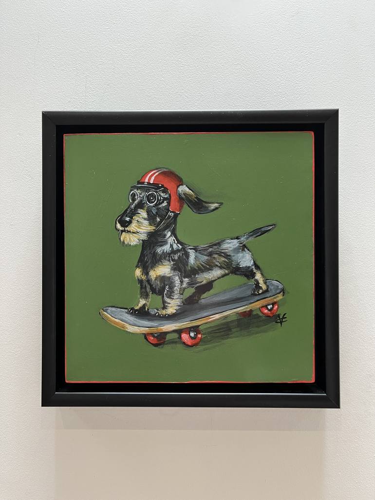 Original Surrealism Dogs Painting by Victoria Coleman