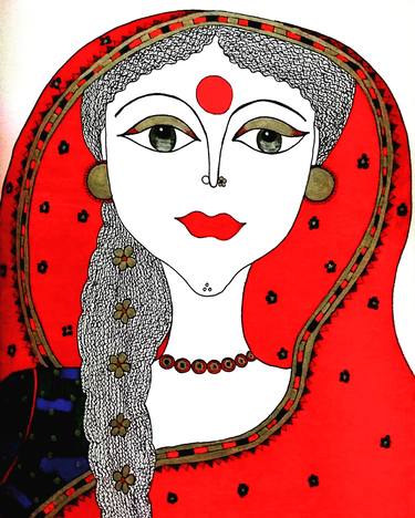 Original Women Drawing by Kusum Gogia