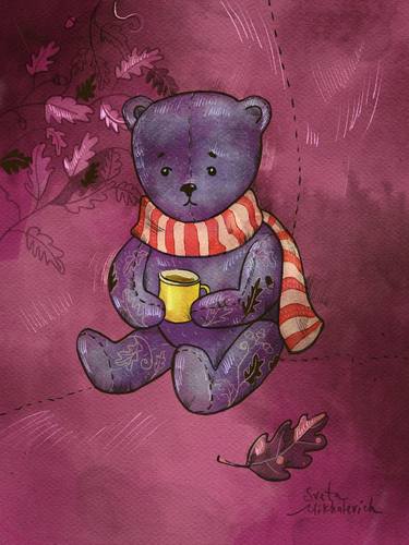 Autumn Tea time. Blue Teddy Bear thumb