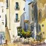 Collection Italy landscapes. Watercolor art