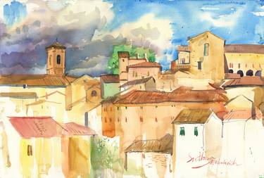Fabriano cityscape. Sunny day in Italy. Medieval city. thumb