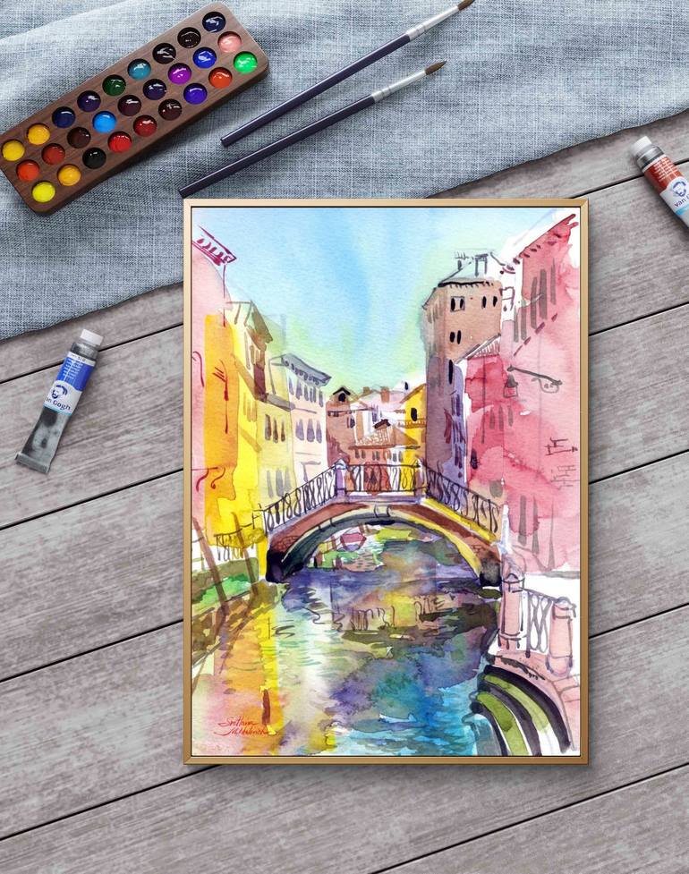 Original Abstract Cities Painting by Svetlana Mikhalevich