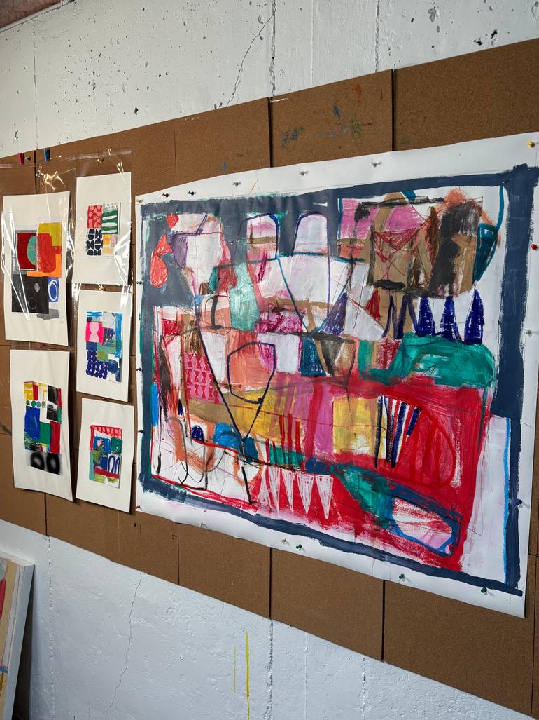 Original Abstract Expressionism Abstract Mixed Media by Theresa Benavidez