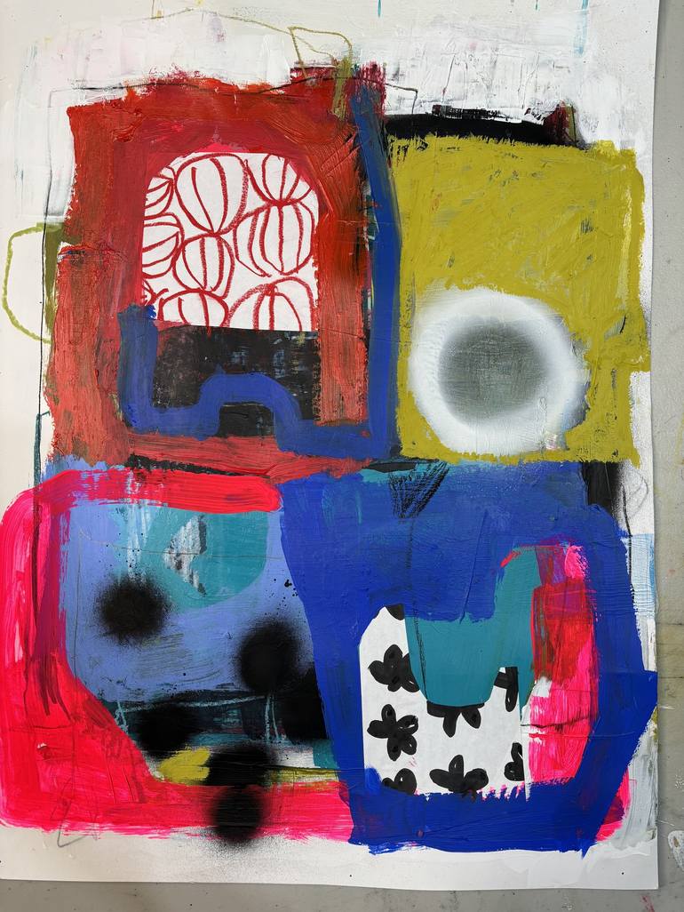 Original Abstract Expressionism Abstract Mixed Media by Theresa Benavidez