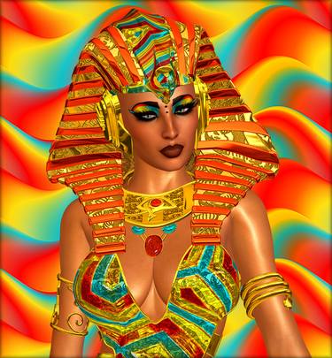 Egyptian, Cleopatra in a modern digital art style. thumb