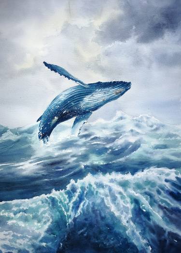 Blue-Whale Paintings For Sale | Saatchi Art