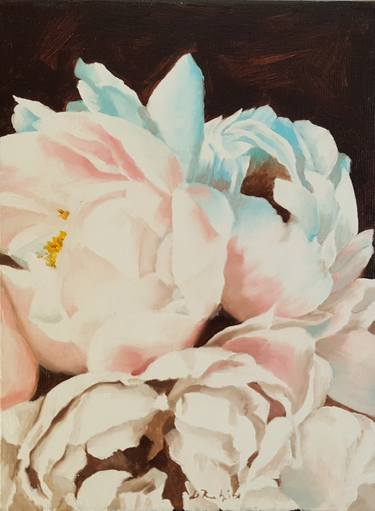 Original Expressionism Floral Paintings by Luigi Maria de Rubeis