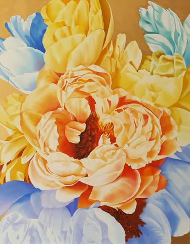 Original Figurative Floral Paintings by Luigi Maria de Rubeis