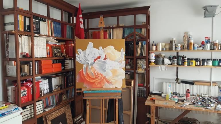 Original Expressionism Floral Painting by Luigi Maria De Rubeis