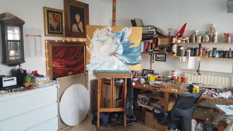 Original Expressionism Floral Painting by Luigi Maria De Rubeis