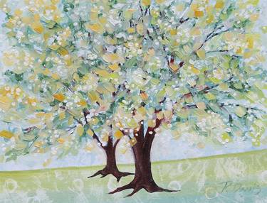 Print of Abstract Expressionism Tree Paintings by Peggy Davis