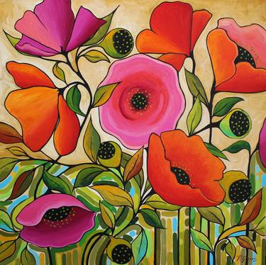 Print of Abstract Floral Paintings by Peggy Davis