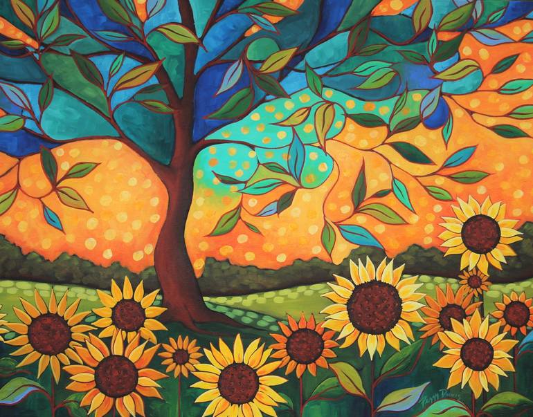 whimsical sunflower paintings