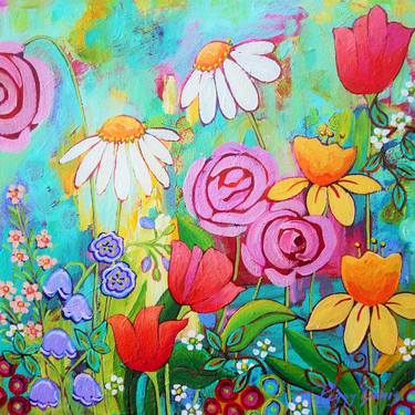 Original Abstract Expressionism Garden Paintings by Peggy Davis