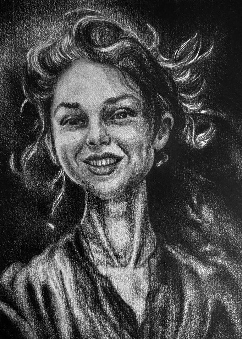 Original Photorealism People Drawing by Oana Rinaldi