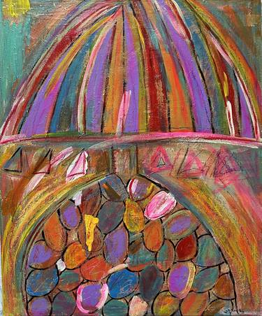 Original Art Deco Abstract Painting by Alexandra Moreno