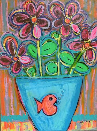 Original Art Deco Abstract Painting by Maria Alexandra Moreno