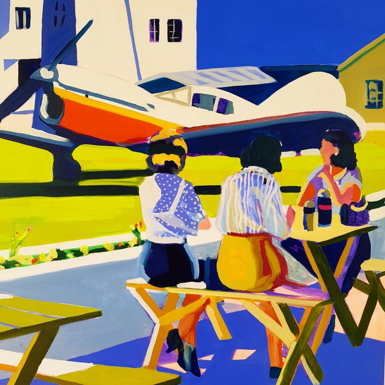 Original Pop Art Aeroplane Painting by Ruth Mulvie