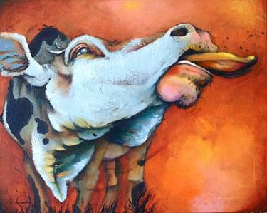 Print of Surrealism Cows Paintings by Mel Sarbey