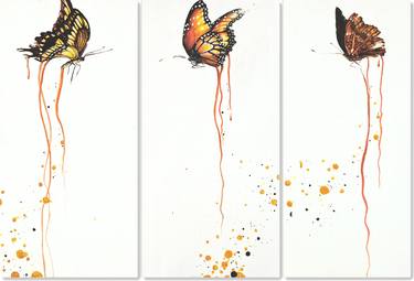 Royalty: King Swallowtail, Black Prince & Queen Butterflies Triptych thumb