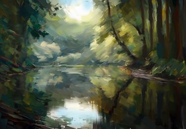 Original Digital Art Landscape Printmaking by Richard Fa White