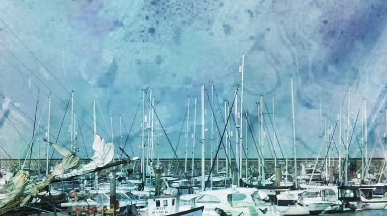 Original Expressionism Sailboat Mixed Media by Richard FA White
