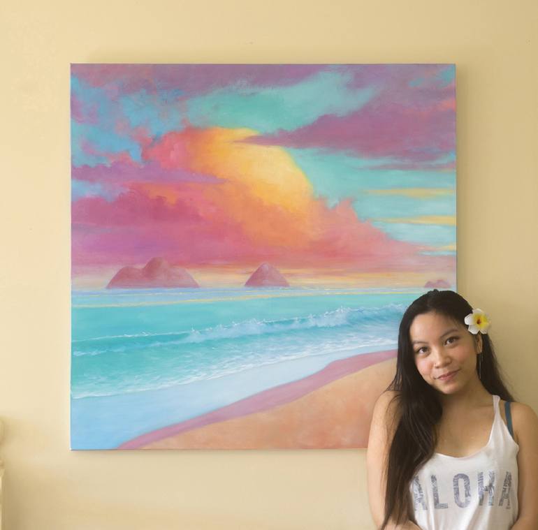 Original Figurative Beach Painting by Michelle Angelique