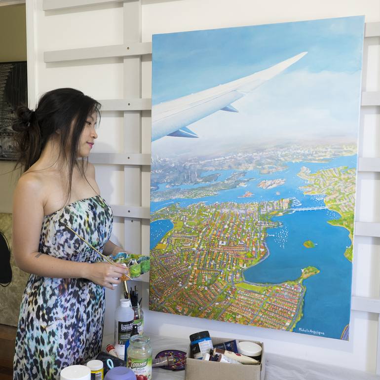 Original Impressionism Aerial Painting by Michelle Angelique