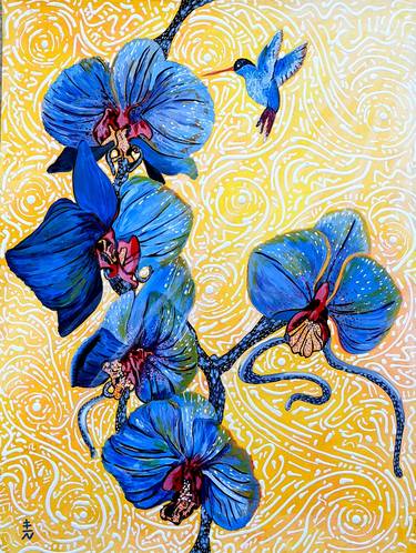 Saatchi Art Artist Vincent Keele; Paintings, “Hummingbird and Orchids” #art