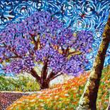 Cheerful Blossoms Textured Acrylic Painting by Vincent Keele