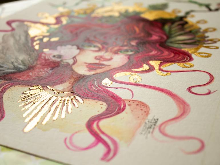 Original Art Deco Botanic Painting by Josymar Arteaga