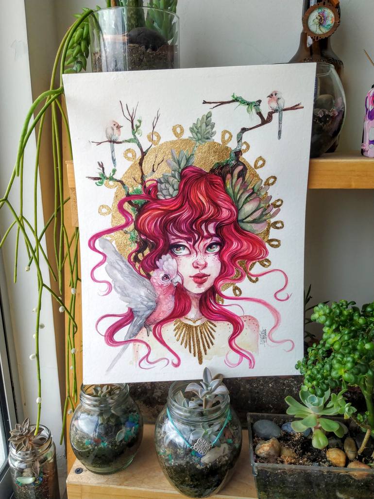 Original Art Deco Botanic Painting by Josymar Arteaga