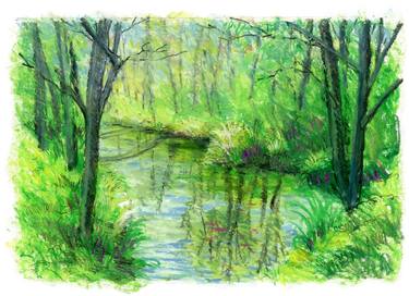 Saatchi Art Artist Marion Webber; Drawings, “Beaver Creek, Deer Lake Park Spring” #art