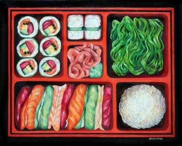 Saatchi Art Artist Jill J; Painting, “Sushi Bento Box” #art
