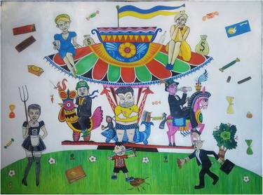 Original Conceptual Political Painting by Fia Van Den Berg