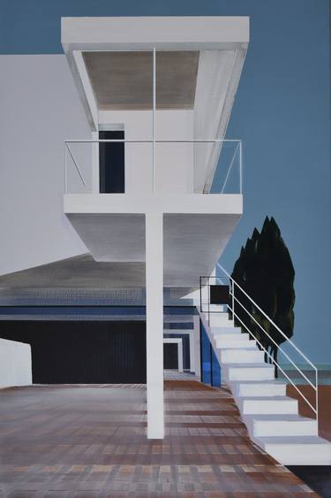 Original Bauhaus Architecture Painting by Cécile van Hanja