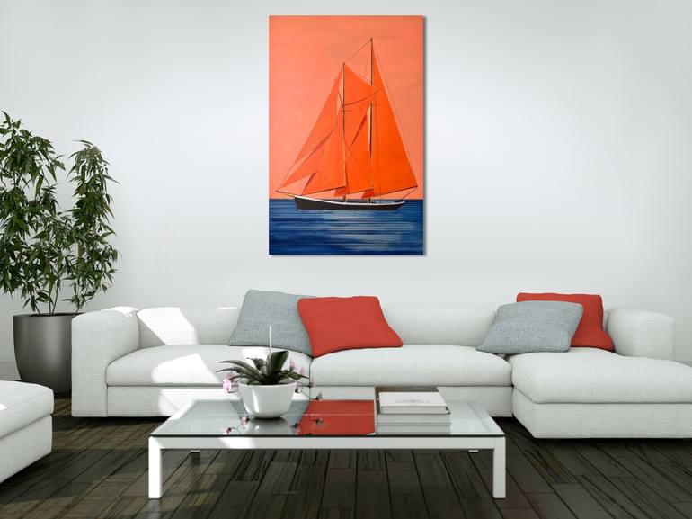 Original Sailboat Painting by Cécile van Hanja