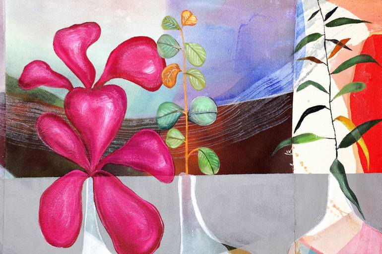 Original Abstract Botanic Painting by Poovi Art