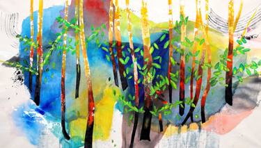 Print of Abstract Expressionism Tree Paintings by Poovi Art