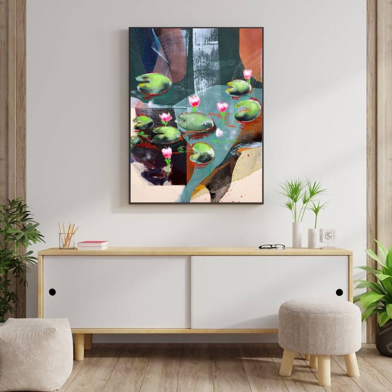 Original Abstract Outer Space Painting by Poovi Art
