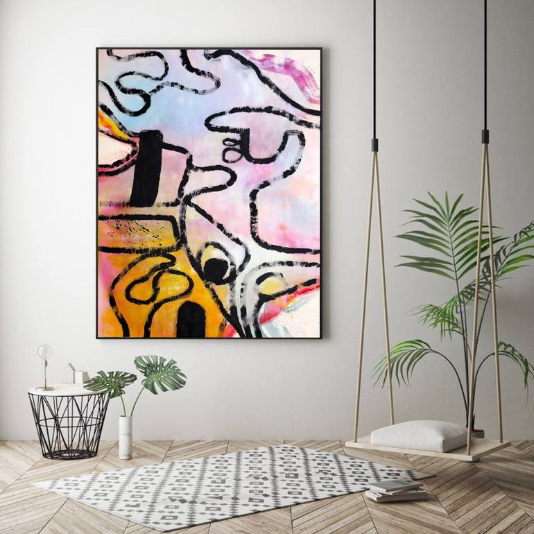 Original Abstract Expressionism Geometric Painting by Poovi Art