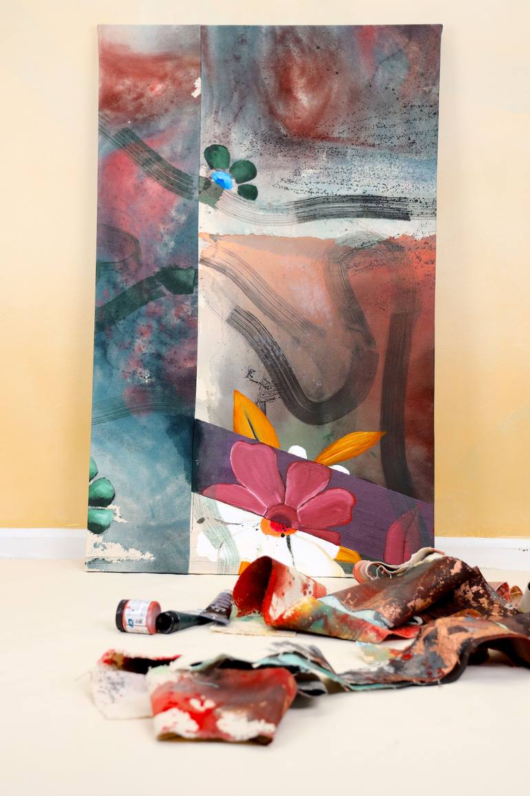 Original Abstract Expressionism Floral Painting by Poovi Art