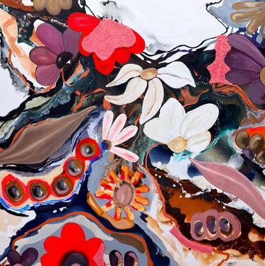 Original Art Deco Floral Paintings by Poovi Art