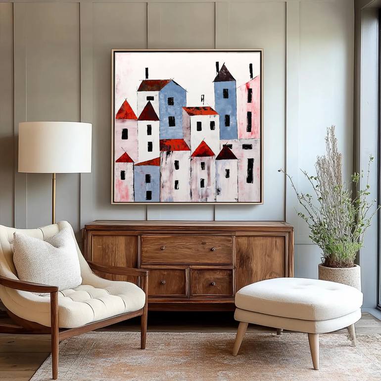 Original Romanticism Architecture Painting by Poovi Art