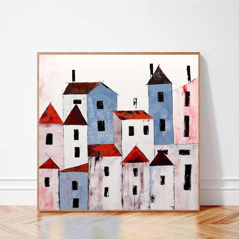 Original Romanticism Architecture Painting by Poovi Art