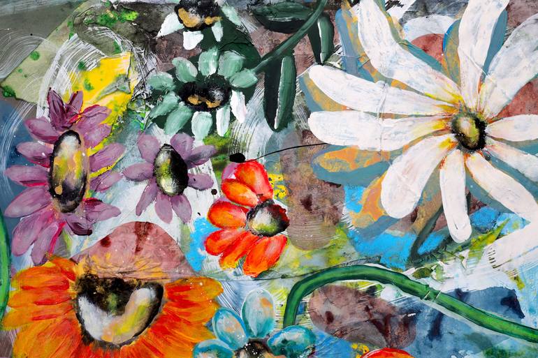 Original Abstract Expressionism Floral Painting by Poovi Art