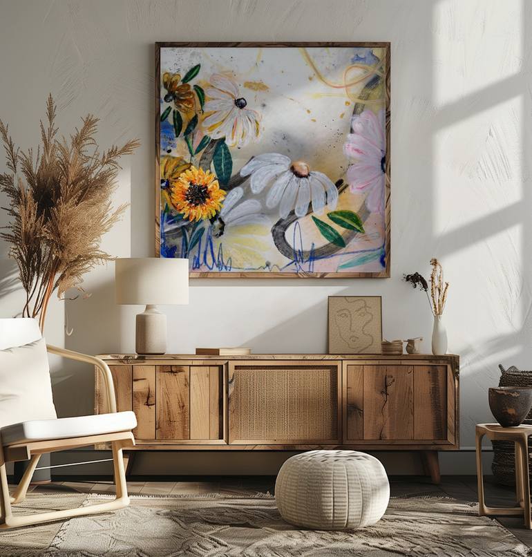 Original Abstract Expressionism Floral Painting by Poovi Art