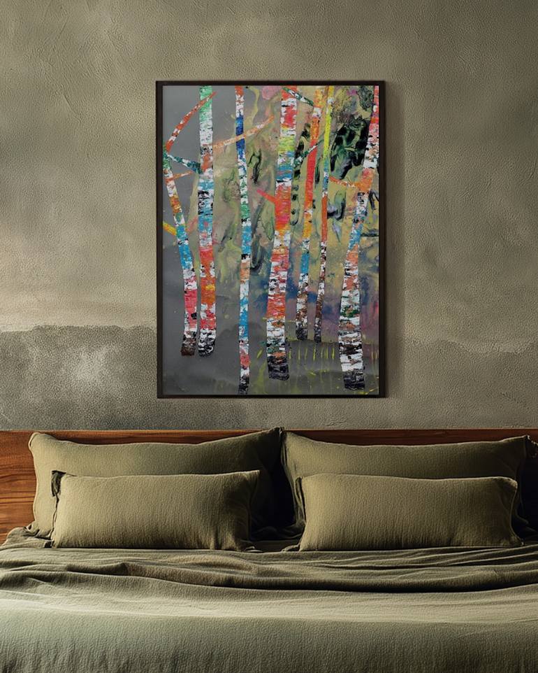 Original Abstract Expressionism Landscape Painting by Poovi Art