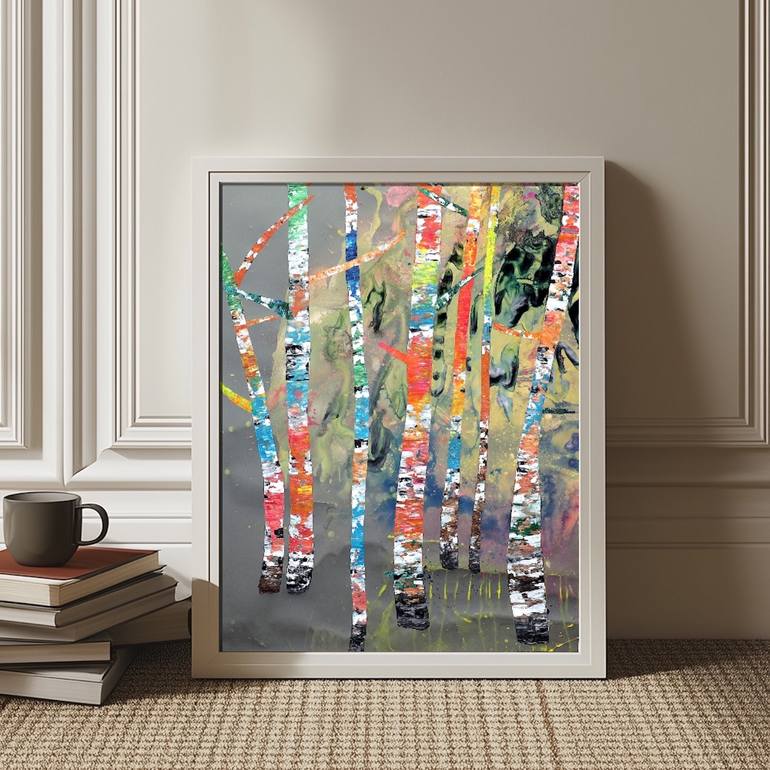 Original Abstract Expressionism Landscape Painting by Poovi Art