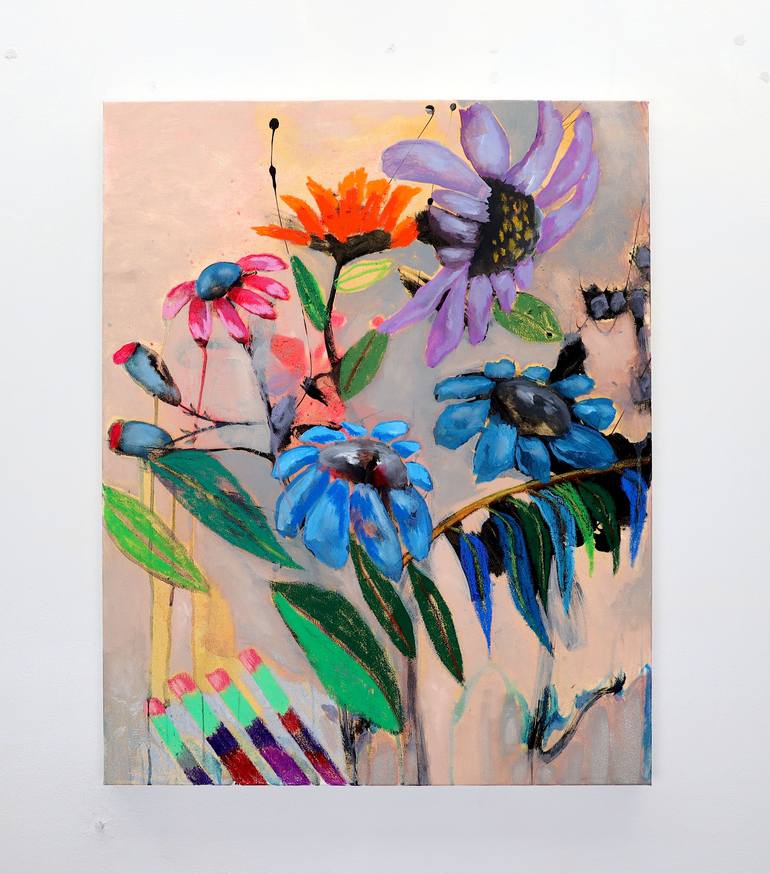 Original Abstract Expressionism Floral Painting by Poovi Art